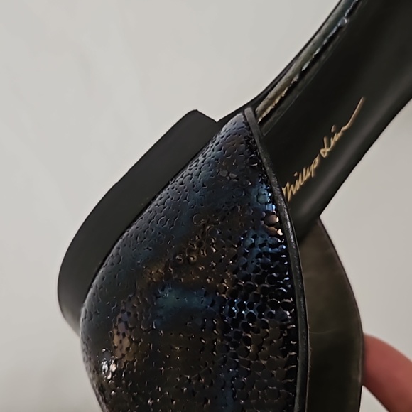 3.1 Phillip Lim Devon  d'Orsay Flat, Petrol Black Blue 38.5 - Picture 9 of 13